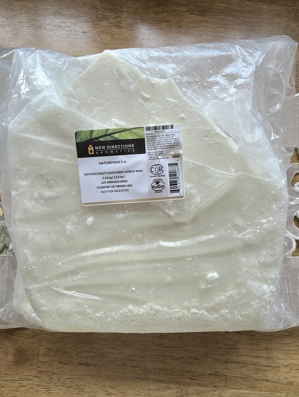 New Directions Aromatic Vegan Soy/Coconut Container Candle Wax - Cream/White 4kg